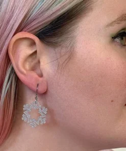 Erstwilder Snowflake Glitter Resin Drop Earrings - Silver
