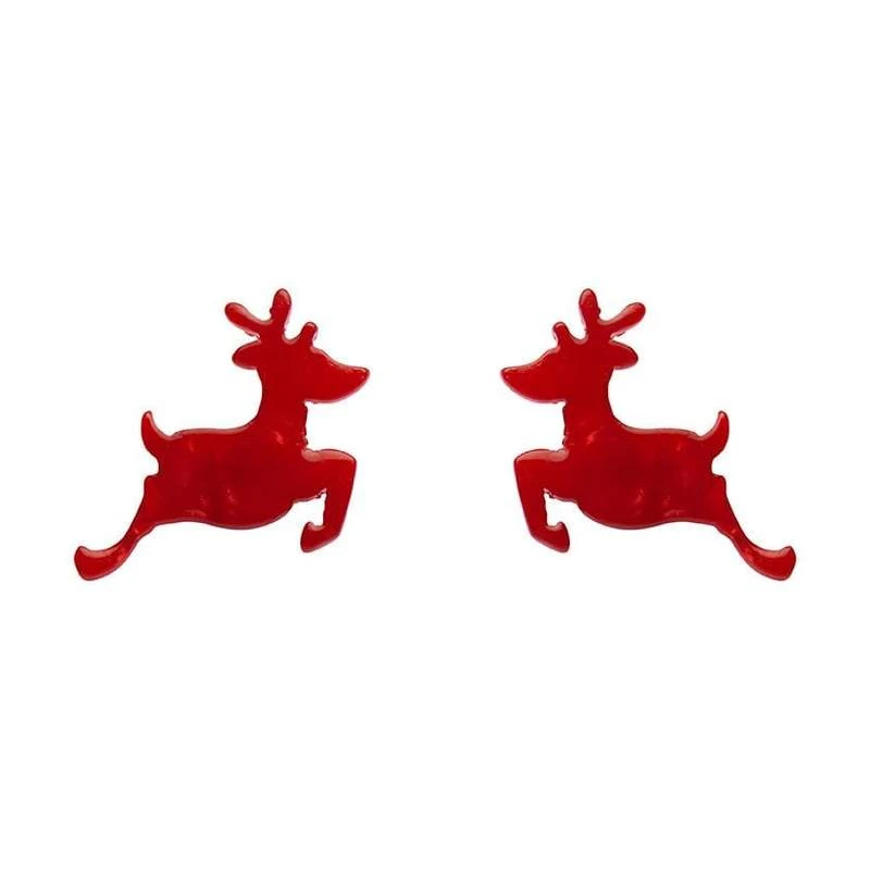Erstwilder Reindeer Ripple Resin Stud Earrings - Red 3 Erstwilder Reindeer Ripple Resin Stud Earrings - Red
