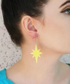 Erstwilder Essentials Starburst Ripple Glitter Drop Earrings - Yellow