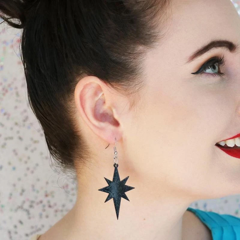 Erstwilder Essentials Starburst Ripple Glitter Drop Earrings - Black 5 Erstwilder Essentials Starburst Ripple Glitter Drop Earrings - Black