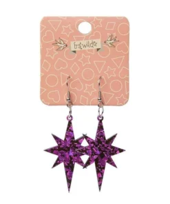 Erstwilder Essentials Starburst Ripple Glitter Drop Earrings - Purple