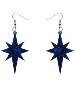 Erstwilder Essentials Starburst Ripple Glitter Drop Earrings - Dark Blue