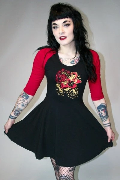Sourpuss Clothing Sourpuss Burn Baby Burn Raglan Mini-Dress 3 Sourpuss Clothing Sourpuss Burn Baby Burn Raglan Mini-Dress