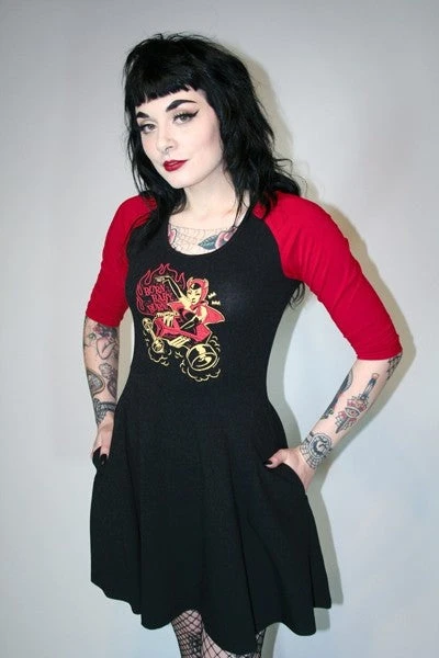 Sourpuss Clothing Sourpuss Burn Baby Burn Raglan Mini-Dress 4 Sourpuss Clothing Sourpuss Burn Baby Burn Raglan Mini-Dress