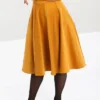 Hell Bunny Jefferson Corduroy Skirt - Mustard