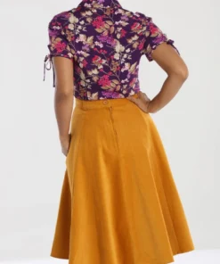 Hell Bunny Jefferson Corduroy Skirt - Mustard