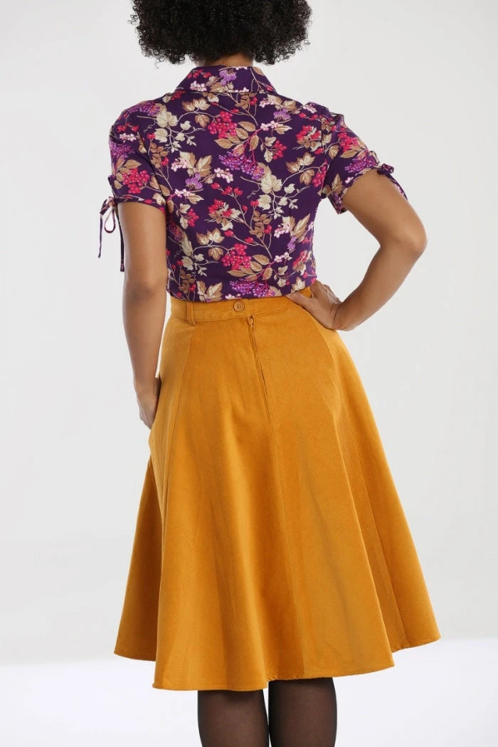 Hell Bunny Jefferson Corduroy Skirt - Mustard 4 Hell Bunny Jefferson Corduroy Skirt - Mustard