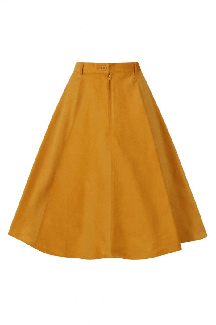 Hell Bunny Jefferson Corduroy Skirt - Mustard 6 Hell Bunny Jefferson Corduroy Skirt - Mustard