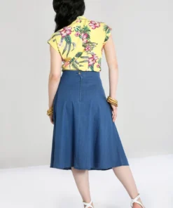Hell Bunny Freddie Chambray A-Line Skirt