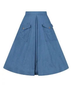 Hell Bunny Freddie Chambray A-Line Skirt