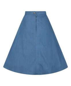 Hell Bunny Freddie Chambray A-Line Skirt