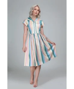 Suzie's Bombshell Boutique Collectif Judy Teacup Striped Swing Dress