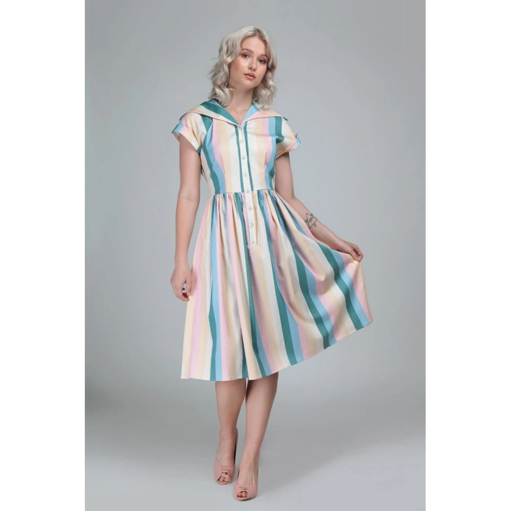 Suzie's Bombshell Boutique Collectif Judy Teacup Striped Swing Dress 3 Suzie's Bombshell Boutique Collectif Judy Teacup Striped Swing Dress