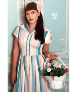 Suzie's Bombshell Boutique Collectif Judy Teacup Striped Swing Dress