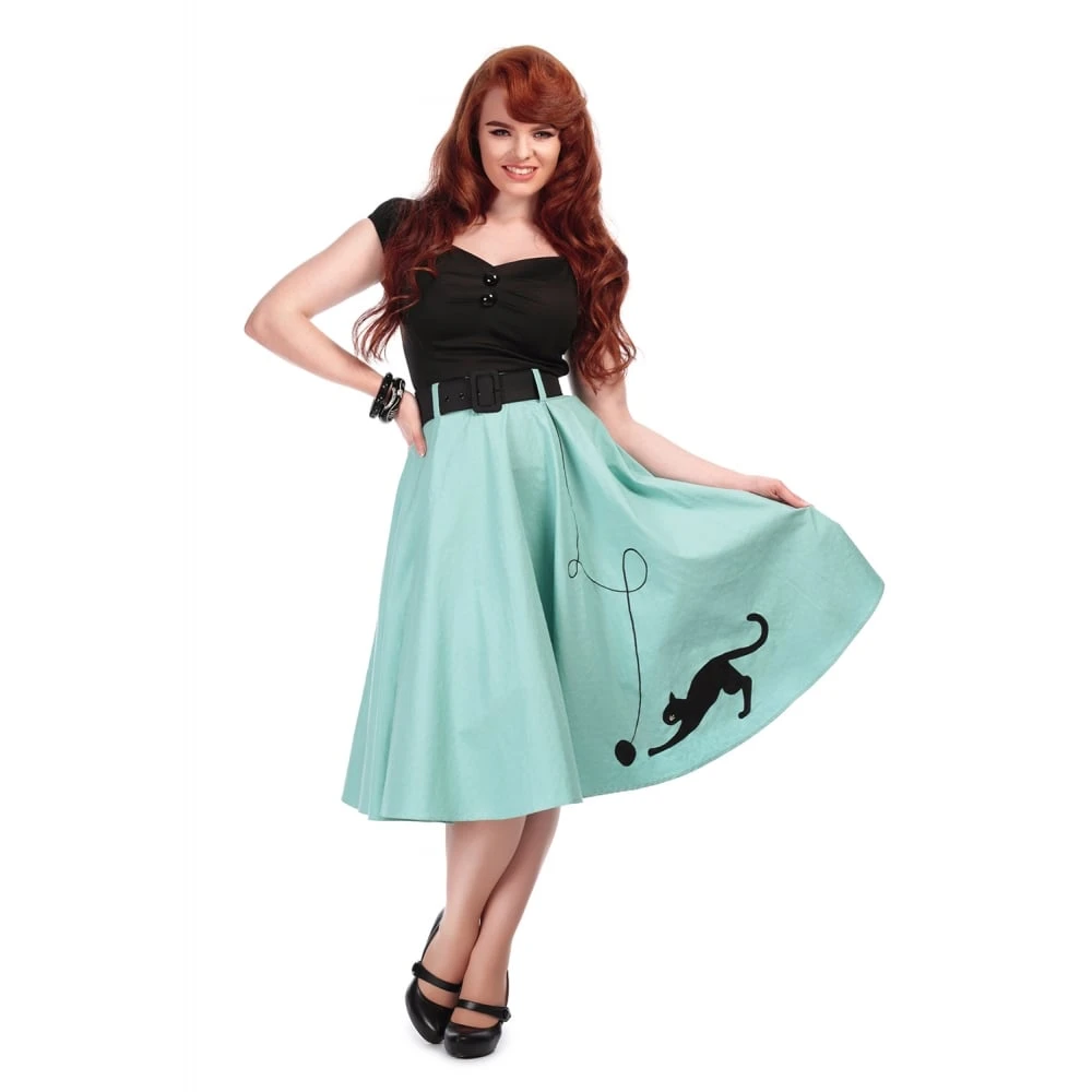 Collectif Kitty Cat Swing Skirt 3 Collectif Kitty Cat Swing Skirt