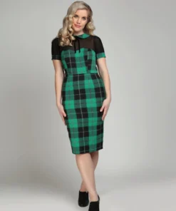 Collectif Mac Foliage Check Pencil Dress