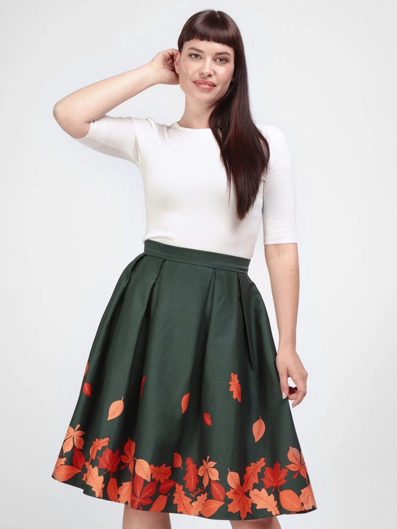 Collectif Marilu Leaves Border Swing Skirt 3 Collectif Marilu Leaves Border Swing Skirt