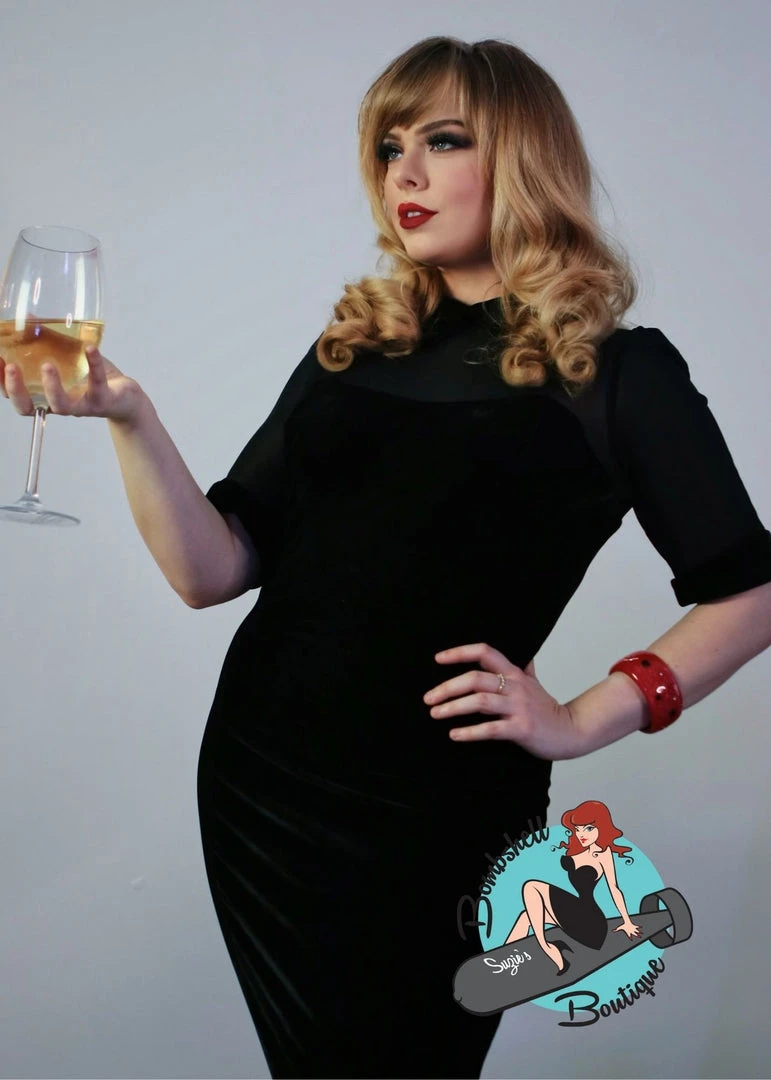 Collectif Wednesday Velvet Pencil Dress 3 Collectif Wednesday Velvet Pencil Dress