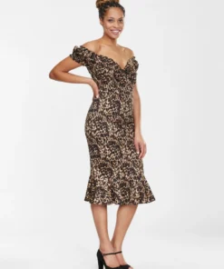 Collectif Sasha Leopard Pencil Dress