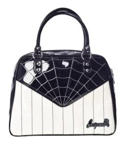 Sourpuss Sparkle Webbed Bowler Purse - Black/White